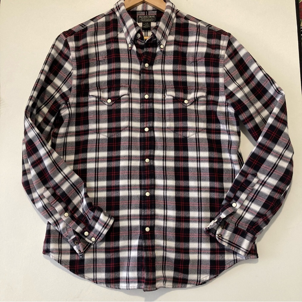 Polo Jeans Co Ralph Lauren Long Sleeve Pearl Snap Flannel Shirt Men's Size Large